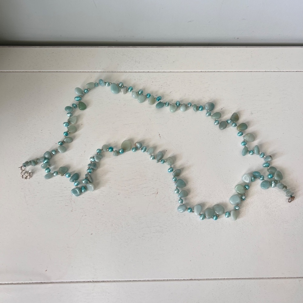 Double-Strand Statement Necklace With Amazonite A… - image 3